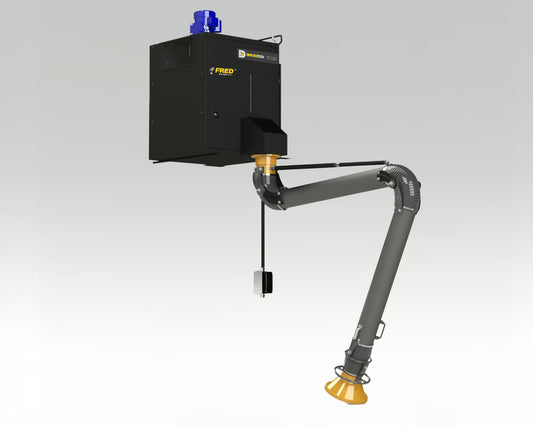 FRED Sr. Wall Mounted Extractor - industrial fume extraction filtration system with dual articulated arms