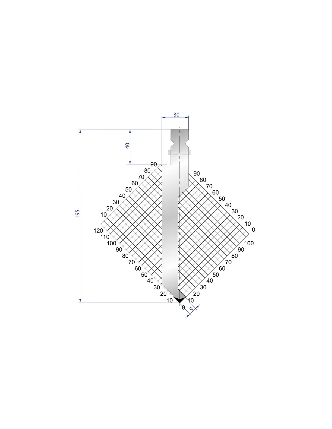 1235 - Punch 86°  Sash punch