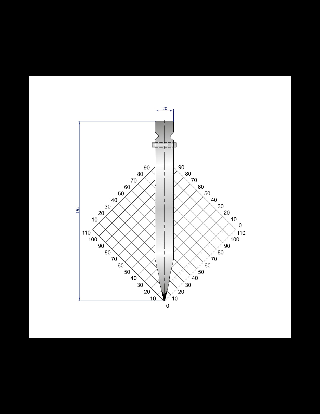 1316 - Punch 26° - Straight punch for Trumpf style press brakes