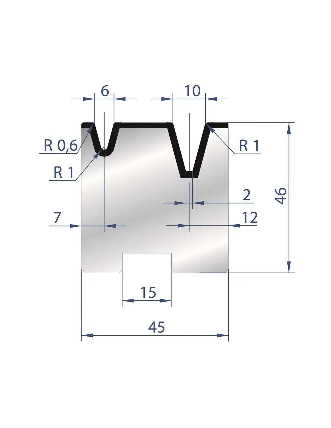 2057 - Die - 30°  Reversible 2V die