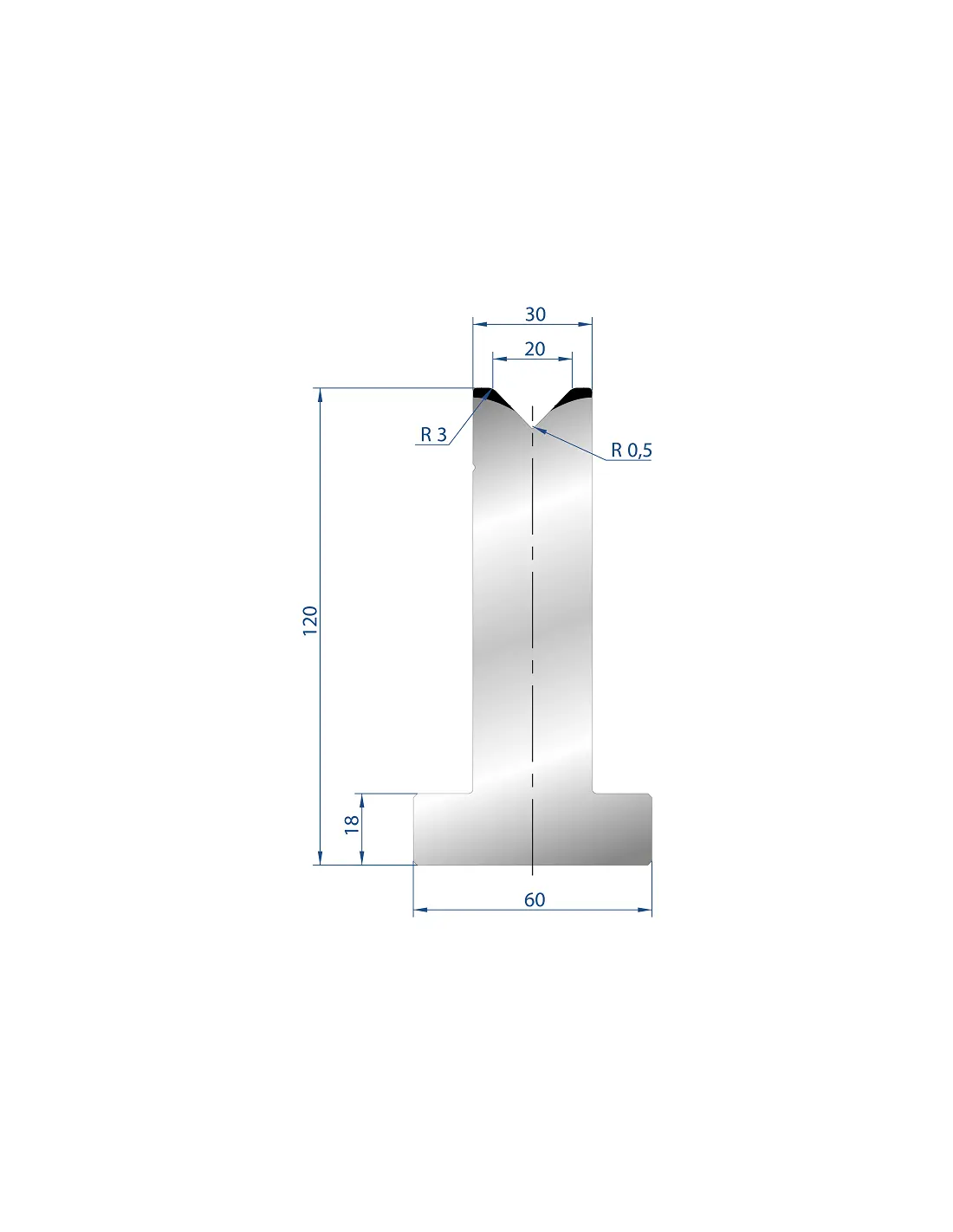 3057 - T Die - 88°  T shape die
