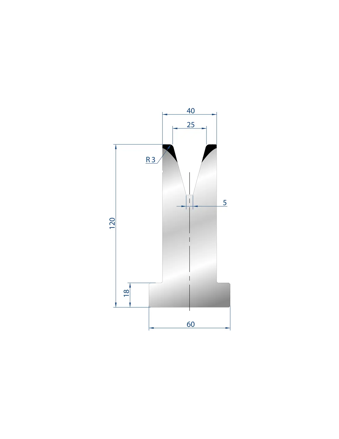 3079 - T Die 30°  T shape die