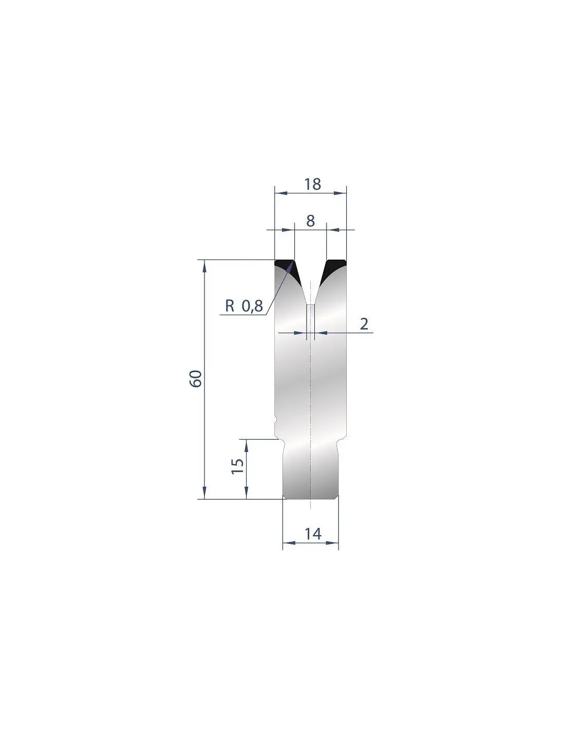 3167 - Die - 30° Self Centering Die for Press Brake  1V Insert Die