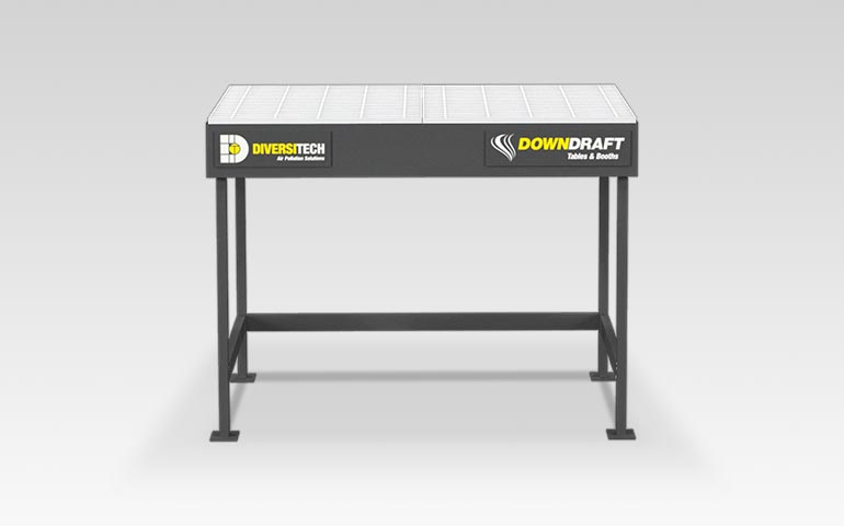 3 x 4 Ducted Downdraft Table showing perforated work surface and spark baffle tray