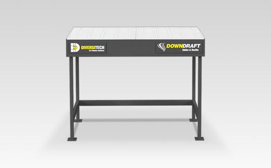3 x 4 Ducted Downdraft Table showing perforated work surface and spark baffle tray