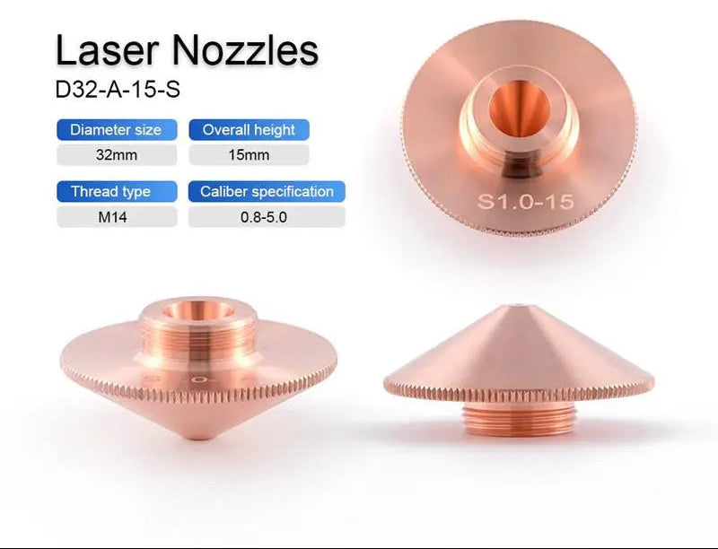 Raytools® Compatible Fiber Laser Nozzles D32 H15 M14 – Single & Double Layer  Raytools Style Nozzles
