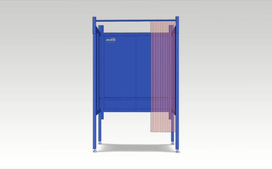 Avani WB-1000 Series welding booth with partial side and back panels in industrial setting