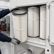 Installing replacement cartridge filters in an industrial dust collector