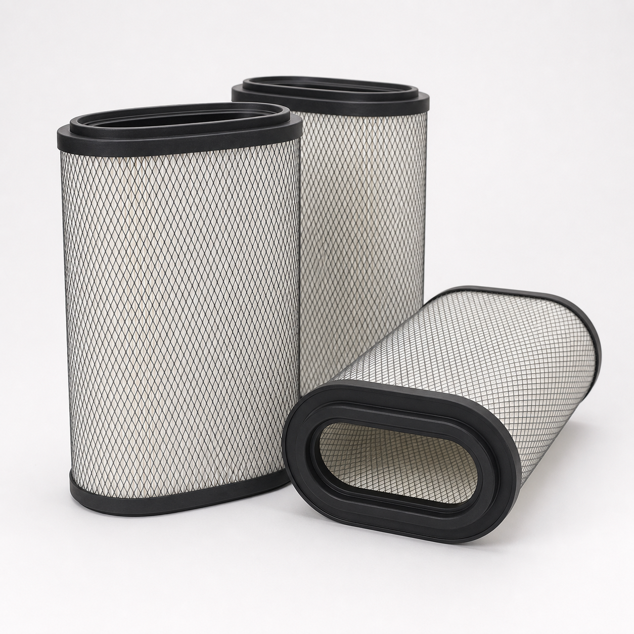 Three oval replacement filter cartridges compatible with Donaldson Torit Downflo Oval DFO dust collectors