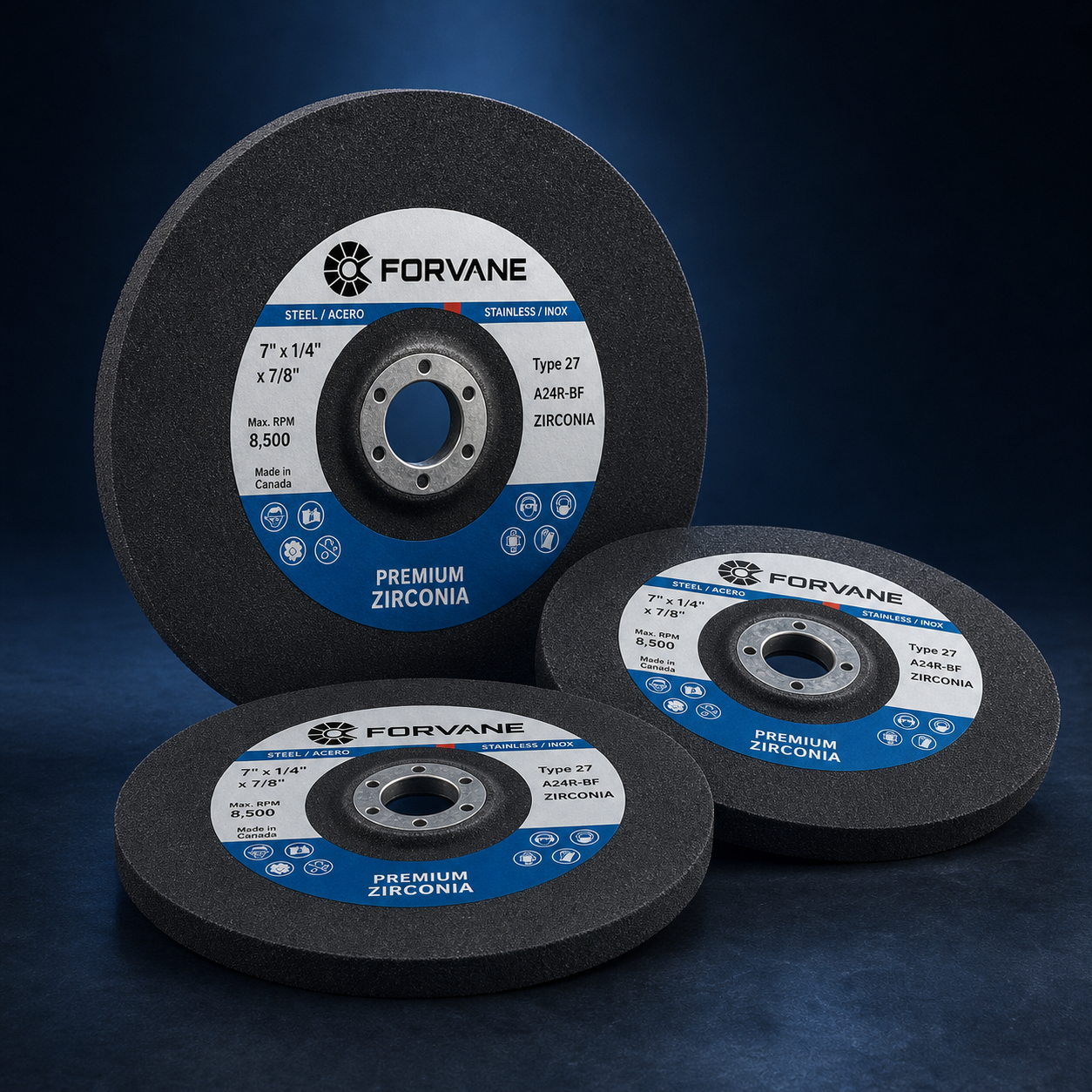 Forvane Premium Zirconia Type 27 grinding wheels