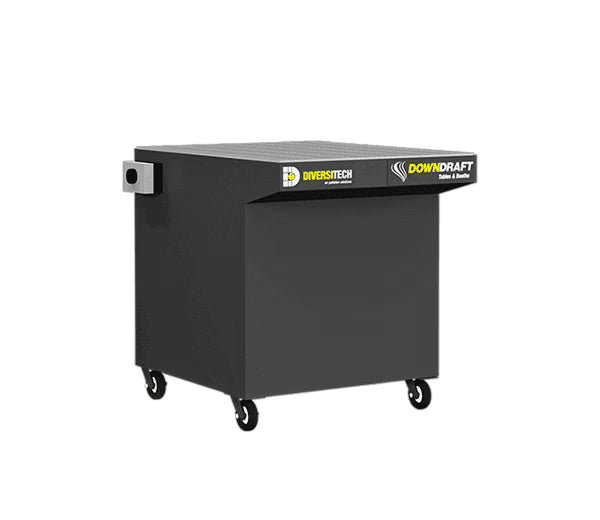 Mini DD Downdraft Table capturing fumes and dust for industrial filtration