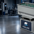 Polar Small Series vibratory finishing tub in an industrial finishing facility